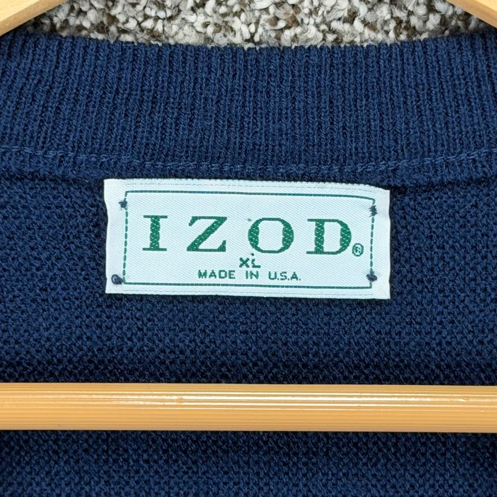Vintage Izod Sweater Vest Mens XL Blue Acrylic V-Neck Golf Preppy Made In USA
